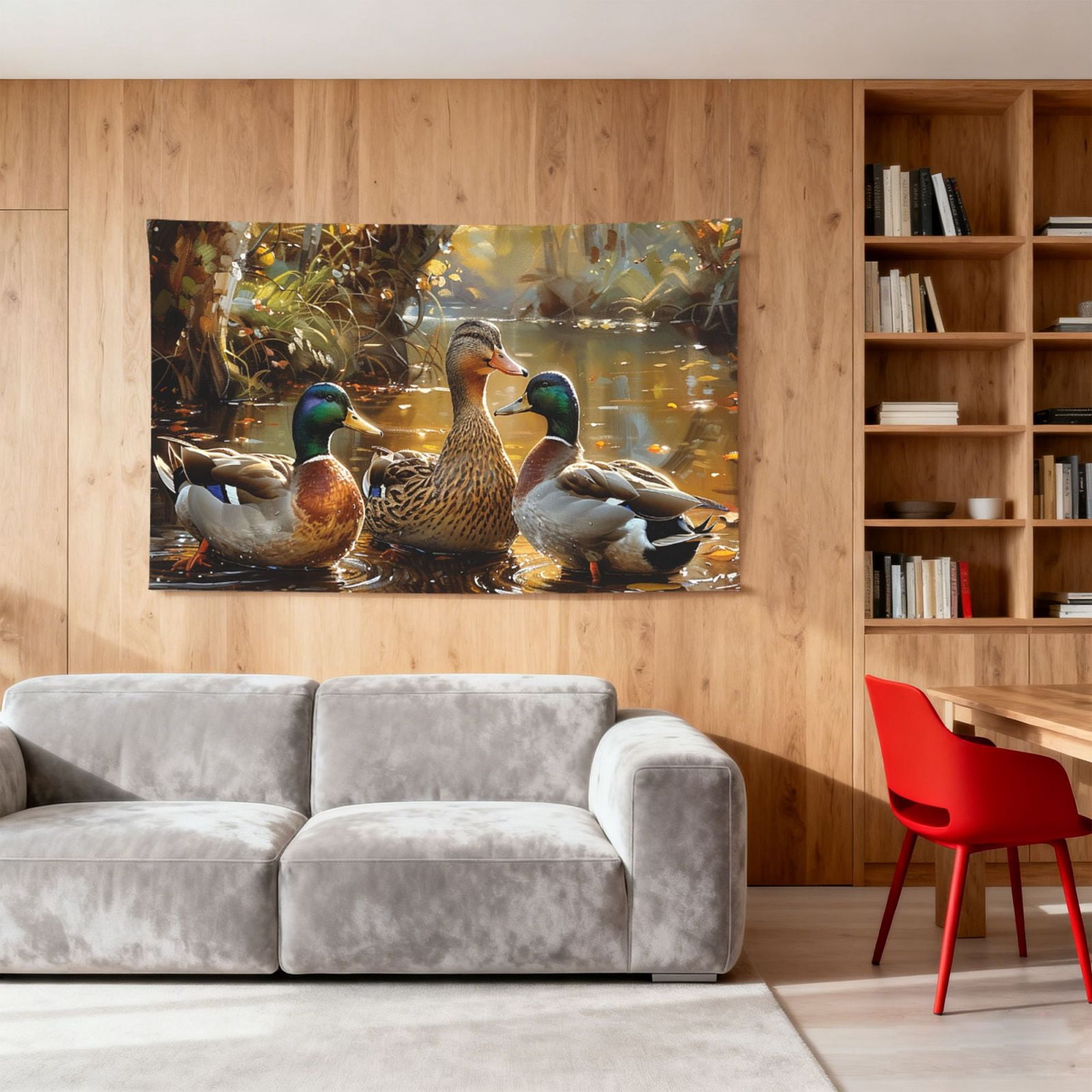 Mallards Duck Cute Hunting Art Four Hole Decorated Banner Flag for Garden Yard Home Decoration Indoor Outdoor 4x6 Ft