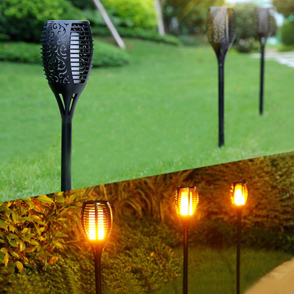 Upgraded 12Pack Solar Tiki Torches Light, Solar Lights Outdoor, 96LED Solar Torch Lights with