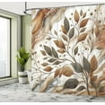 thumbnail image 2 of Ambesonne Brown Shower Curtain, Leaves Autumnal Marble Print, 69"Wx84"L, Cinnamon Dark Sepia, 2 of 4