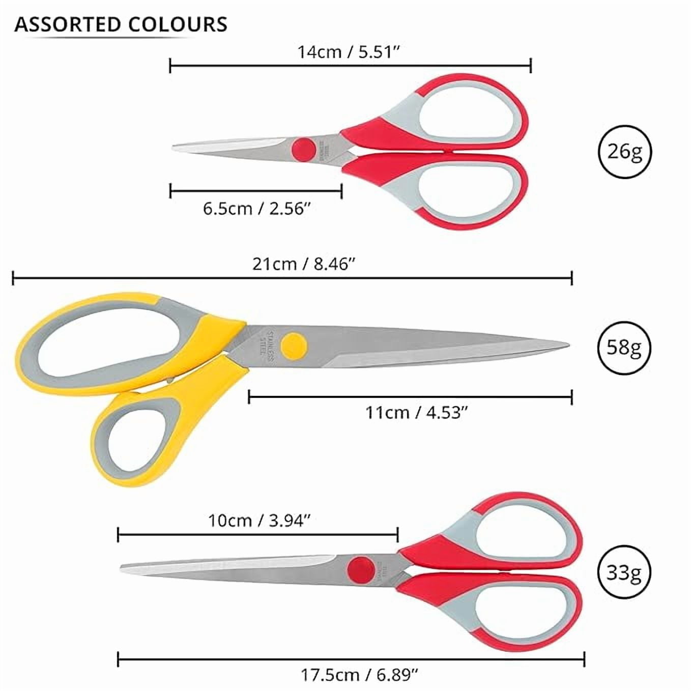 Multipurpose Scissors Set - (Set of 3) Stainless Steel Multicoloured Scissors at Different Sizes for Household,Home & Kitchen, Office, Art & Craft, Sewing, Cloth Cutting (9", 8", 5.5")