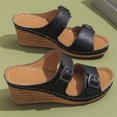 thumbnail image 6 of NOKIO Wedge Sandals for Women Women's Beach Slope Heel Slippers Hollow Casual Slippers Slope Bottom Shoes Retro Sandals Women’s Platform Wedge Sandals Open Toe Buckle Casual Sandal, 6 of 9
