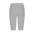 thumbnail image 5 of Gray Women's Leggings, Capri Leggings For Women Knee Length Capri Leggings Summer Cropped Pants Casual Solid Comfy Capris,Women's Legging S, 5 of 5