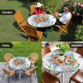 thumbnail image 4 of Coastal Sunflower Round Tablecloth for 36-44 Inch Tables,Fitted Table Cover with Elastic Edge,Blue Summer Beach Starfish Shell Waterproof Outdoor Table Cloth Protector for Patio Garden Dinner Picnic, 4 of 9