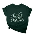 thumbnail image 3 of Jinhomg Christmas Tee Shirts for Women Funny Cute Letter Print Xmas T-Shirt Lightweight Comfy Short Sleeve Crew Neck Holiday Tops Daily Wear Green XL, 3 of 6