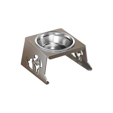 Stainless Steel Pet Sculpted Piece Dog Sculpted Piece Stand Raised Dog Bowls for Small Dogs Collapsible Elevated Stand Gray Finish 5 in Sculpted Piece Diameter Neck