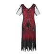 thumbnail image 1 of EGNMCR Robes de Soirée pour Femmes, Robes Formelles pour Femmes, Robes de Cocktail pour Femmes Robe à Col en V à Manches Courtes à Paillettes avec Franges de Bal Robe de Fête Banquet Robe de Danse Robe Courte Robe pour Femmes, 1 of 2