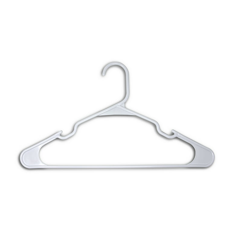 Mainstays Plastic Notched Adult Hangers for Any Clothing Type, Soft Silver 100 Count