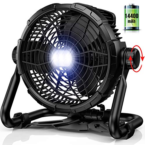 Rechargeable Battery Powered Floor Fan: 14400mAh Large Cordless Portable fan Tent Camping Fans Rechargable Electric Wireless Operated Powerful