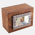 thumbnail image 2 of Rosewood Brass Inlaid Wooden Cremation Urns for Human Ashes Adult - Handcrafted Photo Funeral Memorial Ashes Urn - Large Columbarium (Horn Bone Frame-2, 250 Cubic Inches), 2 of 4