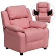 thumbnail image 2 of Emma + Oliver Deluxe Padded Pink Vinyl Kids Recliner with Storage Arms, 2 of 14