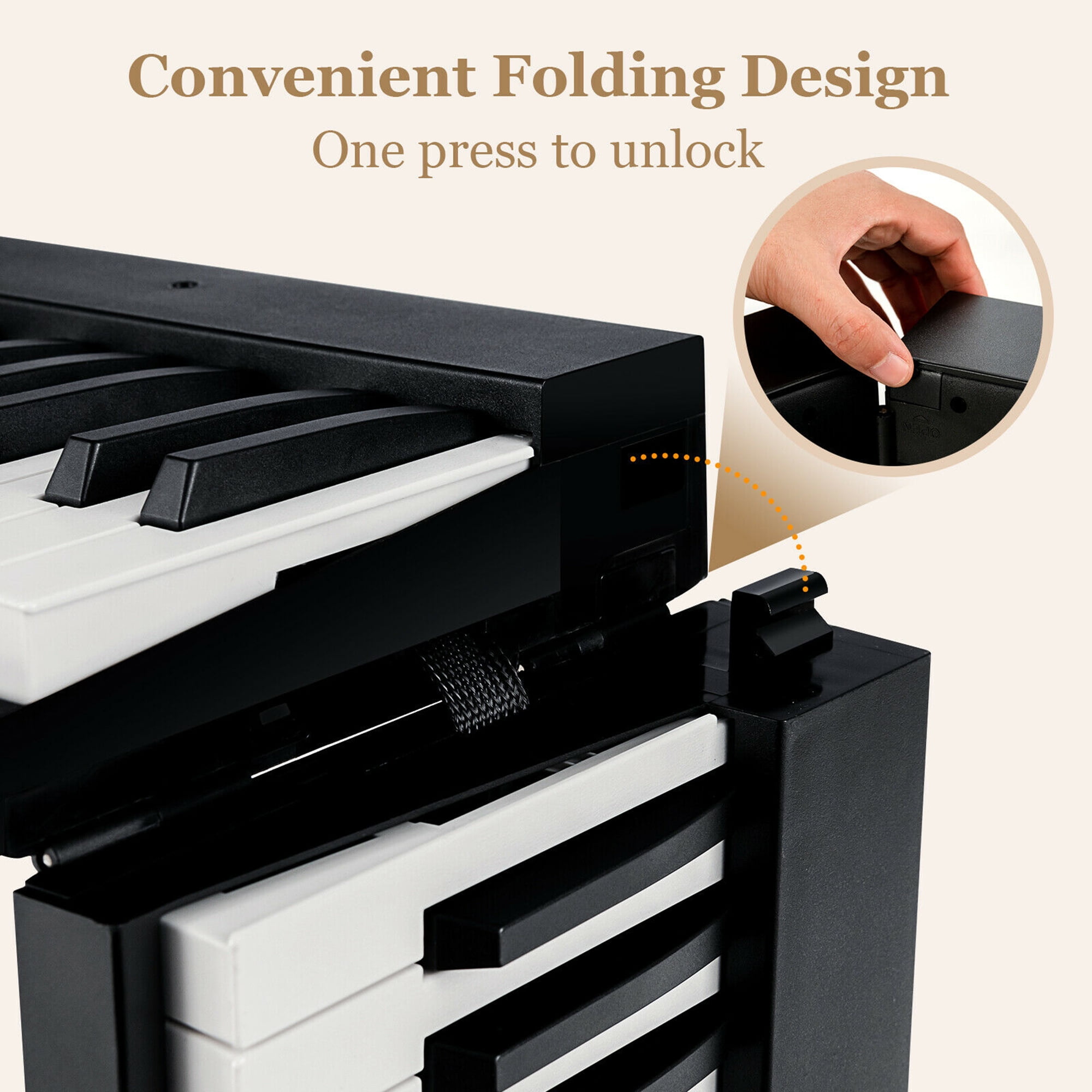Gymax 88 Key Folding Electric Piano Keyboard Semi Weighted Full