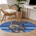 thumbnail image 4 of Round Rugs 3Ft, Vintage Anchor Nautical Round Area Rug Washable Indoor Throw Carpet, Coastal Blue Striped Small Non Slip Circle Rug for Bedroom Living Room Home Decor Aesthetic, 4 of 8