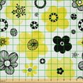 thumbnail image 2 of Ambesonne Floral Fabric by the Yard Microfiber, Bicolour Spring Flowers, 5 Yards, Yellow Indigo, 2 of 2