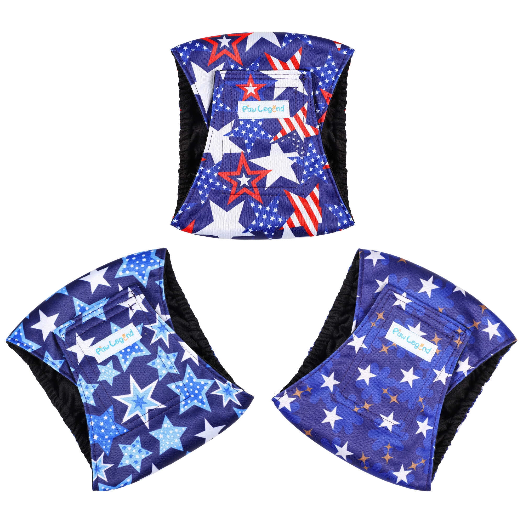 Paw Legend Washable Dog Belly Wrap Diapers for Male Dog (3 pack),Star Pattern,x-Large