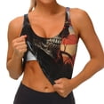 thumbnail image 3 of Fotbe Cyberpunk Skull American Flag Sujetador Deportivo Largo sin Aros para Mujer con Almohadillas y Soporte Medio, Transpirable y Absorbente, Camiseta Tipo Chaleco o Tank Top-X-Large, 3 of 8