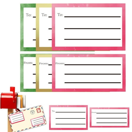 Self Adhesive Address Mailing Labels, Christmas Mail Shipping Stickers 3.5x4.5inch Handwriting Address Tags Stickers, to and from Gifts Labels 96Pcs