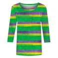 thumbnail image 4 of Ounisa Womens Funny Mardi Gras 3/4 Sleeve Sequins Shirts Tunics 2025 Trendy Holiday T-Shirts Carnival Clothes Sweatshirts, 4 of 8