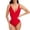 #277-Red, variant on Women's Bikini Swimsuit, Sexy Solid Color Backless Two-Piece with Wave Design, Swimwear Set for Beach and Vacation