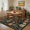 thumbnail image 2 of Hasoo Washable Living Room Area Rug 8x10 Large Modern Floral Soft Stain Resistant Indoor Black Carpet, 2 of 5
