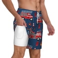thumbnail image 3 of Picia Fire Truck 1 pattern Mens Swim Trunks with Compression Liner Stretch Beach Shorts Quick Dry with Zipper Pockets No-Chafing Board Shorts-Medium, 3 of 9