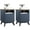 Navy Blue, variant on Vecenuy Fluted Nightstands with Charging Station, 18" Modern Side Table, Wooden Bedside with Faux Marble Top, Open Storage for Bedroom Living Room, Navy Blue