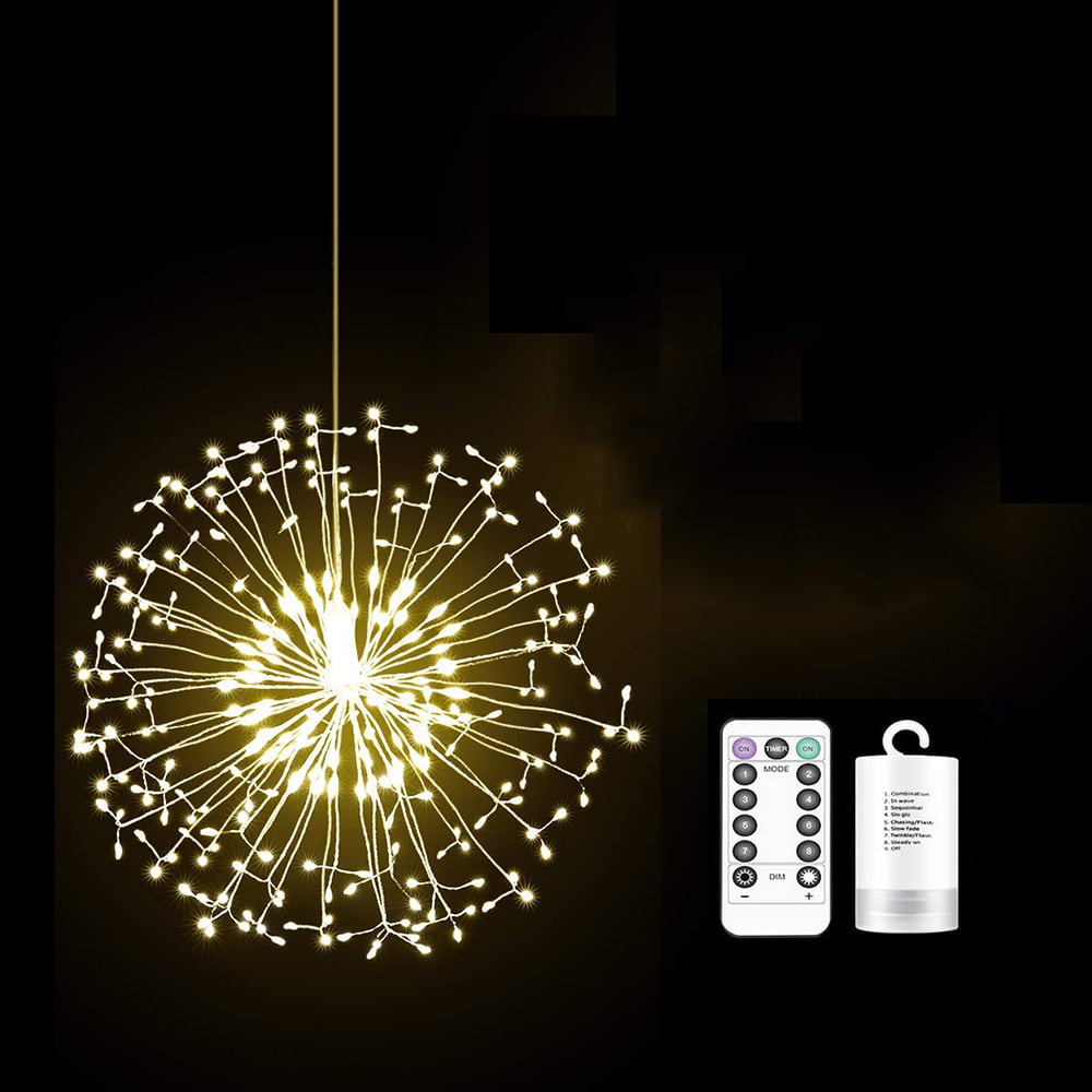 150 LED Firework Outdoor Fairy String Lights 8 Modes 6V Starburst Hanging Decor 