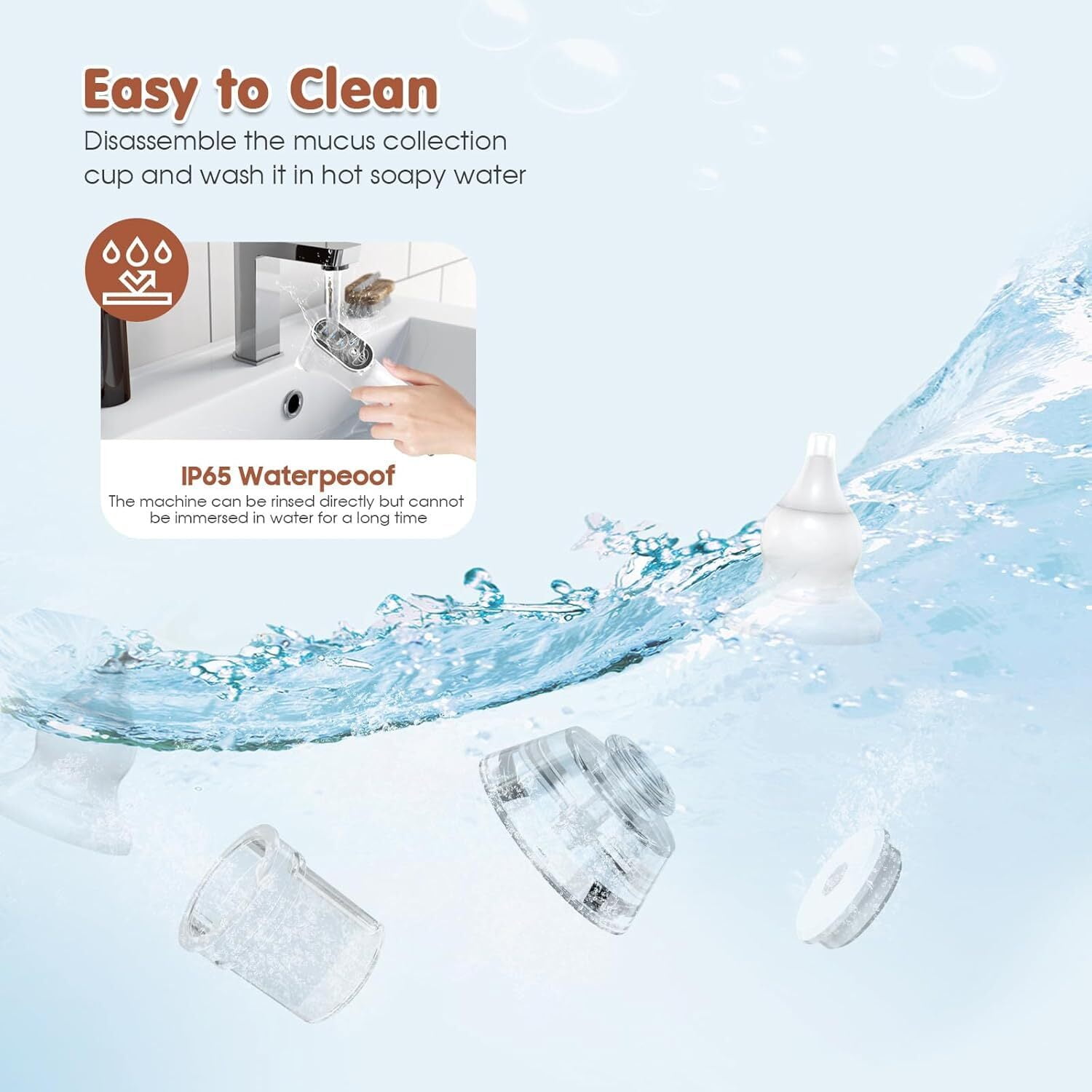 Baby Nasal Aspirator, Electric Nasal Aspirator for Baby with LED Light, Baby Nose Cleaner with 4 Silicone Nozzles & 3 Suction Levels, Rechargeable Nose Sucker for Newborn, Toddler and Infant