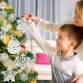 thumbnail image 4 of cpengpj White Paper Christmas Decoration Set, 20Pcs Hollow Out Hangable Snowflake Tree Ornaments for Holiday Party Decor, 4 of 6