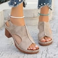 thumbnail image 2 of Sandals for Women Heel Ankle Strap Wedge Casual On Beach Open Toe Summer Shoes High Heels Peep T-Strap Cutout Back Comfy Heeled Dressy Low Arch Support Vacation Sandal, 2 of 9