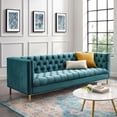 thumbnail image 2 of Contemporary Modern Urban Designer Living Room Lounge Club Lobby Sofa, Velvet Fabric Metal Steel, Blue, 2 of 6