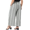 thumbnail image 3 of Agnes Orinda Women's Plus Size Palazzo Pants Stripe Boho Wide Leg Paper Bag Pant Beach Casual Summer Trousers 3X White Black, 3 of 5