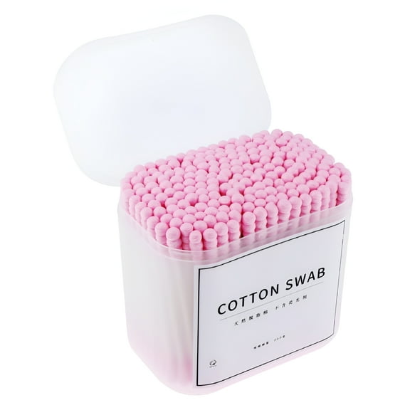 ACDANC Wooden Cotton Swabs,Pack of 200,Double Tip,Pink Cotton Swabs