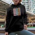 thumbnail image 2 of Mommy, Motherhood or Mother's Day Themed, Groovy Retro Wavy Text Merch Gift, Black Hooded Sweatshirt or Hoodie, Medium, 2 of 5