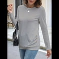 thumbnail image 4 of Camisas de Larga para Mujer, Túnicas, Blusas Holgadas, Elegantes, Cuello Redondo, Suéteres Básicos. Gris L, 4 of 10