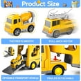 thumbnail image 6 of LC-dolida 5 in 1 Construction Car Carrier Truck Toys for 3 4 5 6 Year Old Boys, Friction Power Cars with Excavator,Bulldozer,Crane,Cement tanker, Christmas Birthday Boys for Boys Age 3-9, 6 of 6
