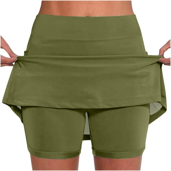 Lmnyox Stretchy Skorts for Women Lightweight Tennis Skirt with Shorts Underneath Summer Sport Skirts