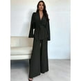 thumbnail image 4 of Women'S 2 Piece Outfits Long Sleeve V Neck Blazer Wide Leg Sets Office Work Clothes Black XXL, 4 of 10