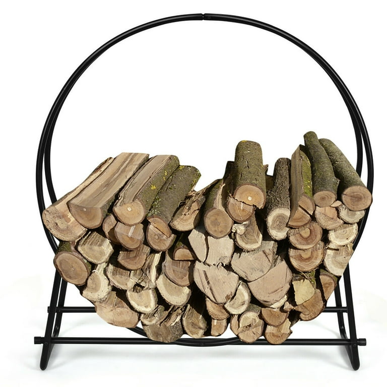 Costway 40-Inch Tubular Steel Log Hoop Firewood Storage Rack Holder Round Display Costway 40-Inch Tubular Steel Log Hoop Firewood Storage Rack Holder Round Display
