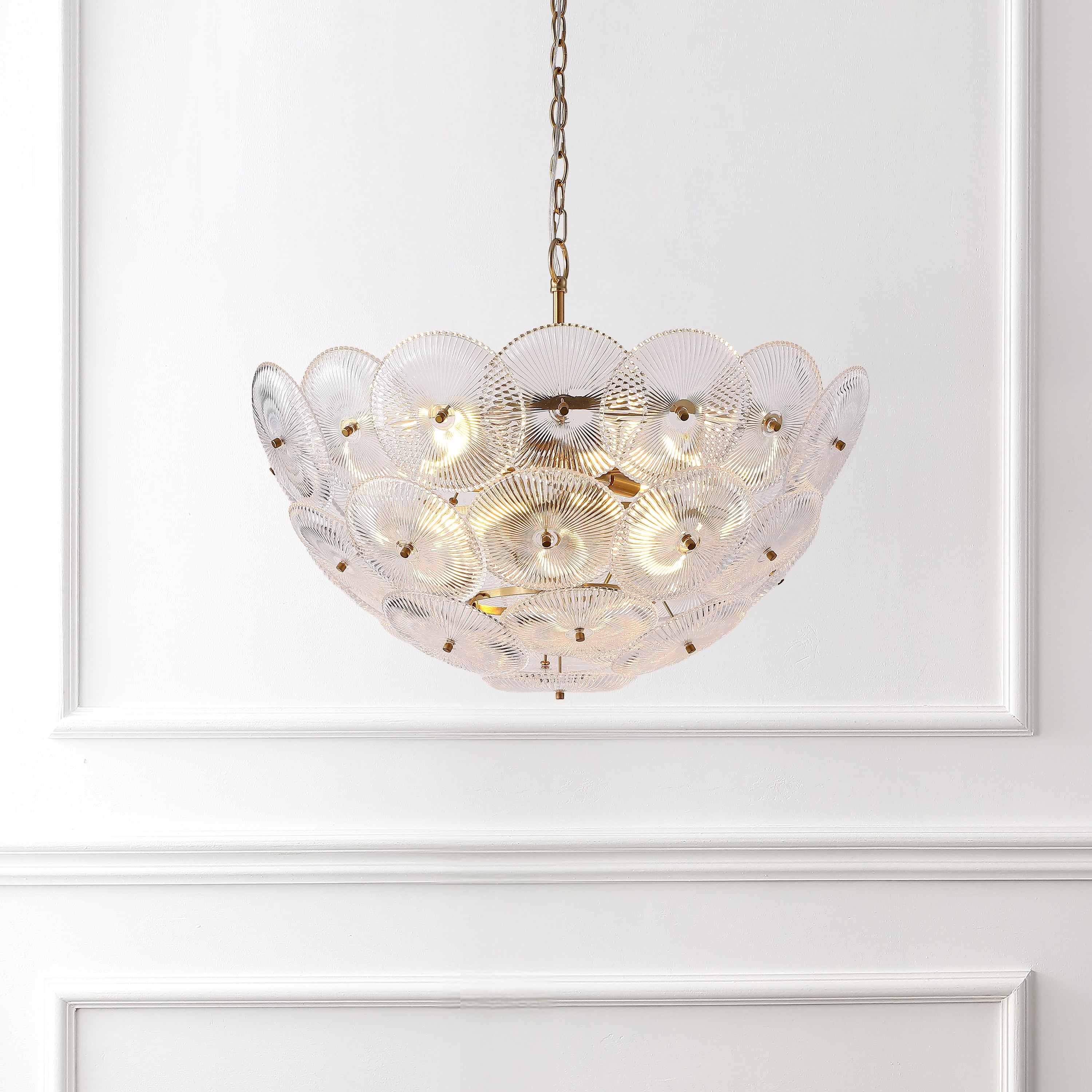 Safavieh Counture Alberta Glass and Metal Chandelier, Clear/Gold