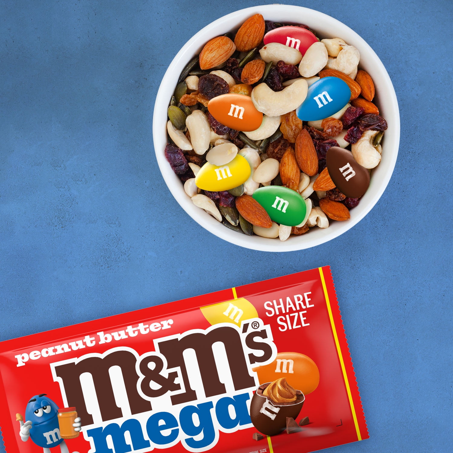 (3 pack) M&M's Mega Peanut Butter Chocolate Candy, Share Size - 2.83 oz Pack