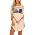 thumbnail image 2 of Pounoo Womens Cover Ups Swimwear Print Short Sleeve Relaxed Fit Lightweight Comfy Tees Casual Street Style Tops Summer Wear Gift, 2 of 6