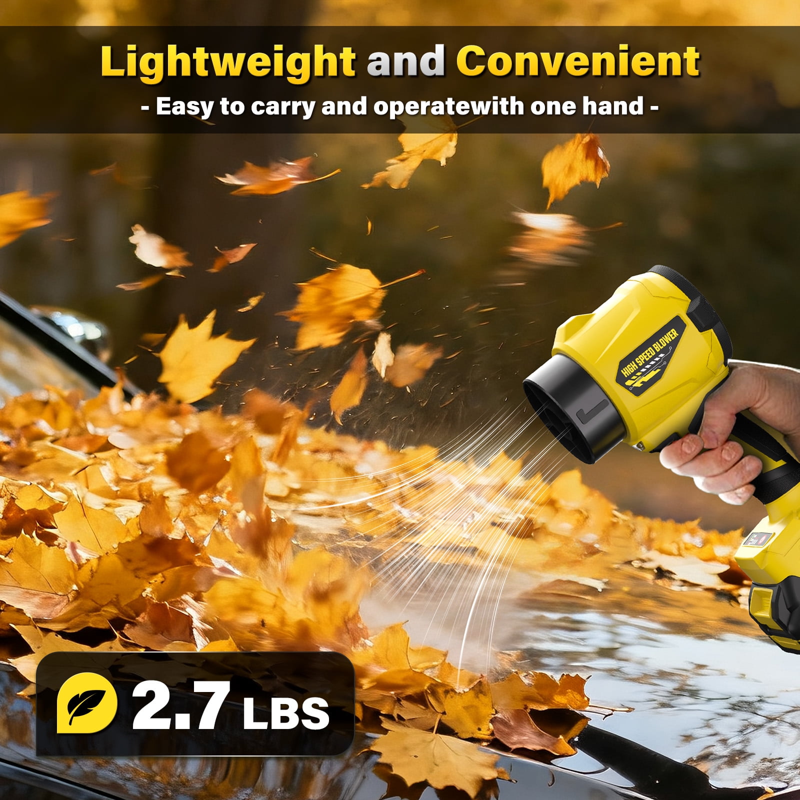 SEYVUM Powerful Cordless Leaf Blower with 2x 4.0Ah Batteries and Charger, 40000 RPM Handheld Electric Leaf Blowers & Adjustable Speed for Lawn Care, Patio Cleaning, Leaves & Dust