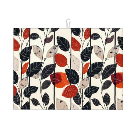 

Dish Drying Mat Modern Abstract Leaf Pattern Highly Absorbent Microfiber Drying Mat Kitchen Counter or Sink Drawer Liner 18x24 Kitchen Drying Mat Coffee Mat Kitchen Essentials