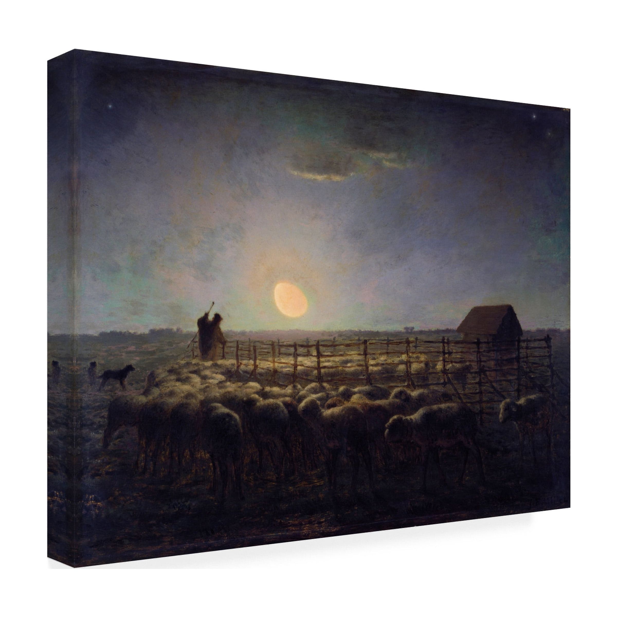 Jean-Francois Millet 'The Sheepfold, Moonlight' Canvas Art