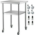 thumbnail image 1 of VEVOR Table de Préparation en Acier Inoxydable, 24 x 24 x 36 Pouces, Capacité de Charge de 600 Lb, Table de Travail en Métal Robuste avec Tablette Inférieure Ajustable et Roues Universelles, Poste de Travail Commercial pour Cuisine, Garage, Cour Arrière, 1 of 9