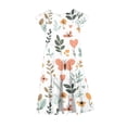 thumbnail image 3 of Tween Girl Casual Daily Dress 4-15 Years Short Sleeve Round Neck Floral Summer Dress with Pockets Multicolor O 6-7 Years, 3 of 5