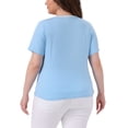 thumbnail image 3 of Agnes Orinda Blusas de Talla Grande para Mujeres con Cuello Cuadrado, Mangas Cortas, con Detalle de Contraste y Nudo, T-Shirts Casuales 2X Azul Cielo, 3 of 6