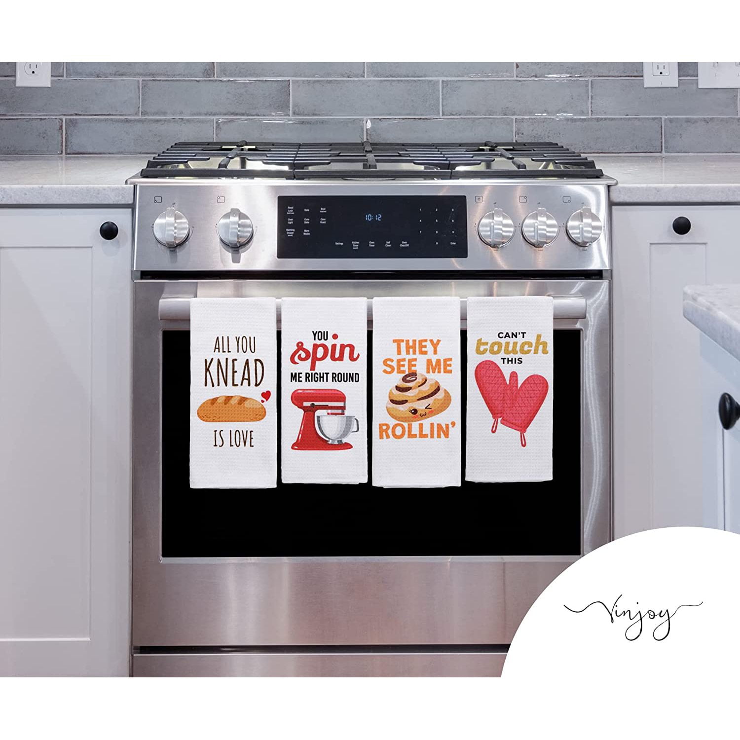 Funny Kitchen Towels with Sayings. 4pc Kitchen Towel Set, Fun Pun Gadget