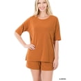 thumbnail image 1 of Zenana Women & Plus Relaxed Fit Drop Shoulder Tee Shirt Top & Drawstring Waist Short Lounge Set, 1 of 4