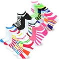 thumbnail image 2 of Fun Novelty Bunch of Socks for Women Low Cut Ankle Socks 18 Pairs (Neon Stripes, Colorful Socks), 2 of 11